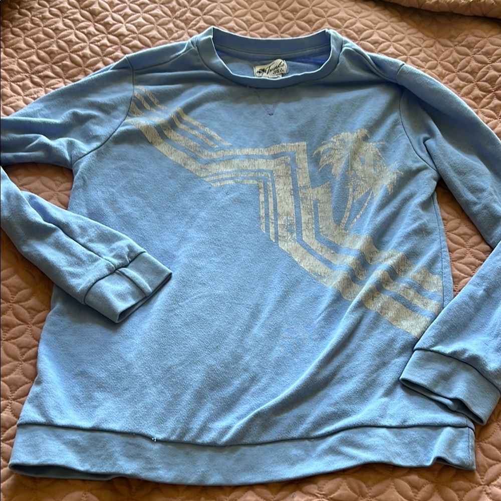 Powder Blue Crewneck Sweater with Geometric Design